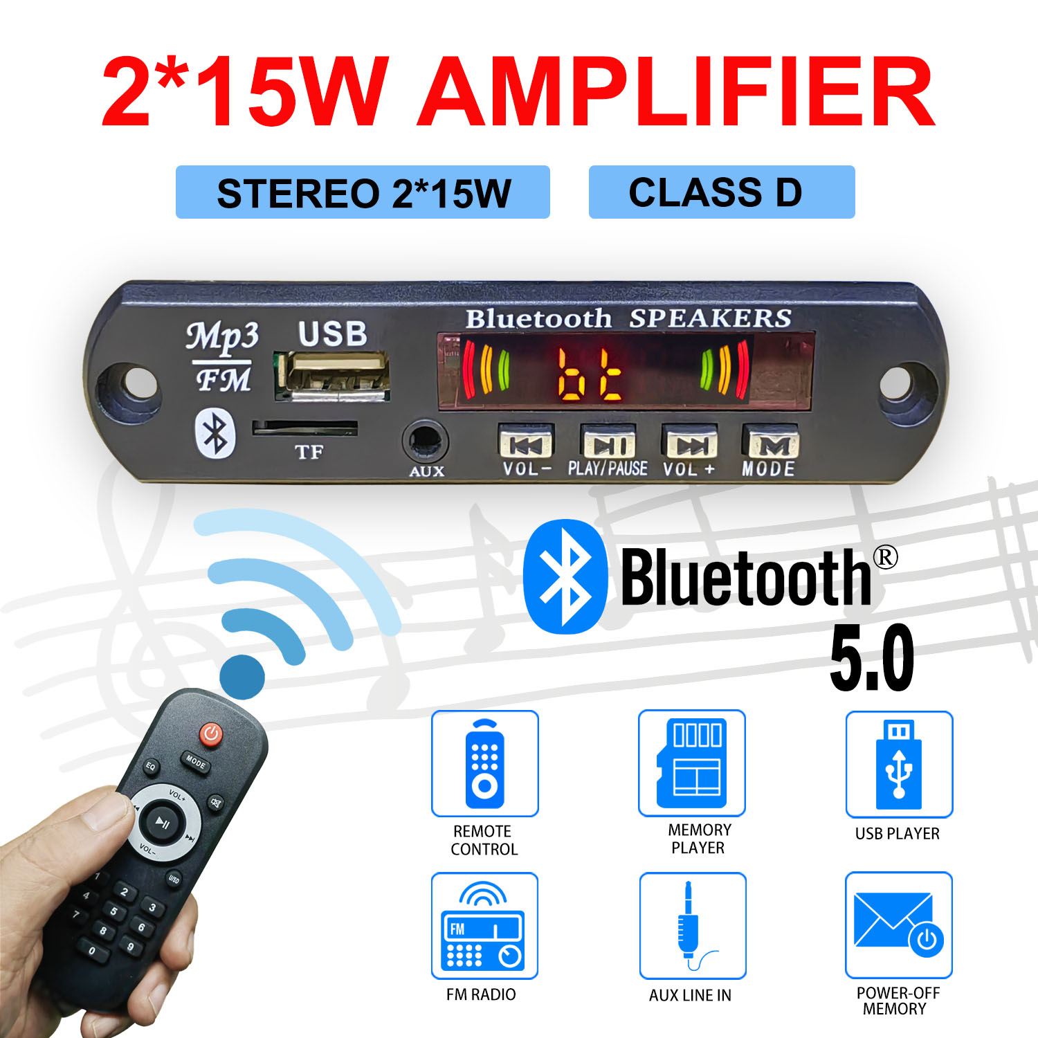 Surround Sound Decoder - DC 5V-32V 30W Bluetooth5.0 Amplifier Decoder