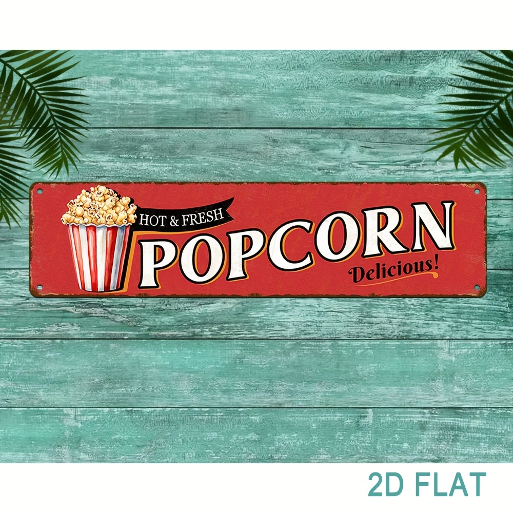 Home Cinema Wall Design - Vintage Aluminum Popcorn Sign Retro Wall