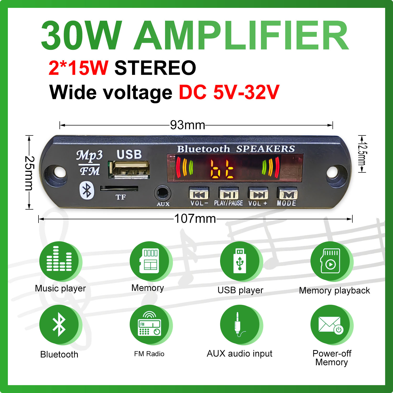 DC 5V-32V 30W Bluetooth5.0 Amp - đánh giá và giá Surround Sound Decoder