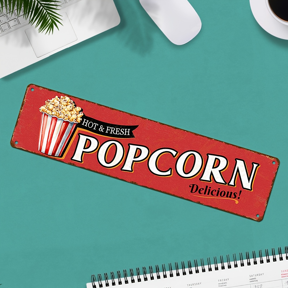 Vintage Aluminum Popcorn Sign  - đánh giá và giá Home Cinema Wall Design