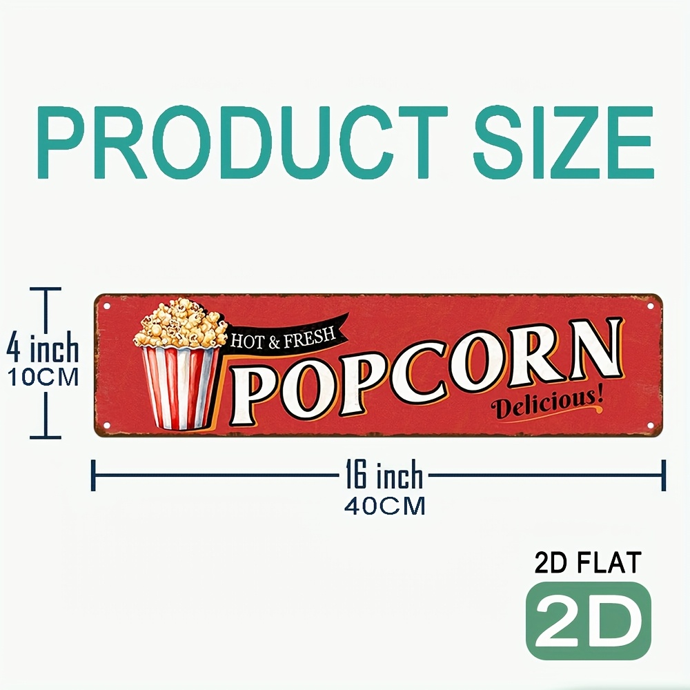 Vintage Aluminum Popcorn Sign  - đánh giá và giá Home Cinema Wall Design