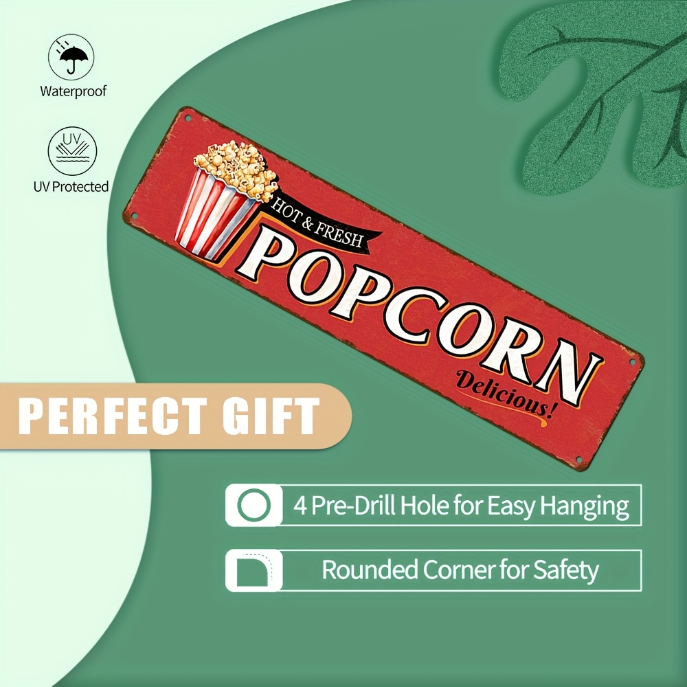 Vintage Aluminum Popcorn Sign  - đánh giá và giá Home Cinema Wall Design